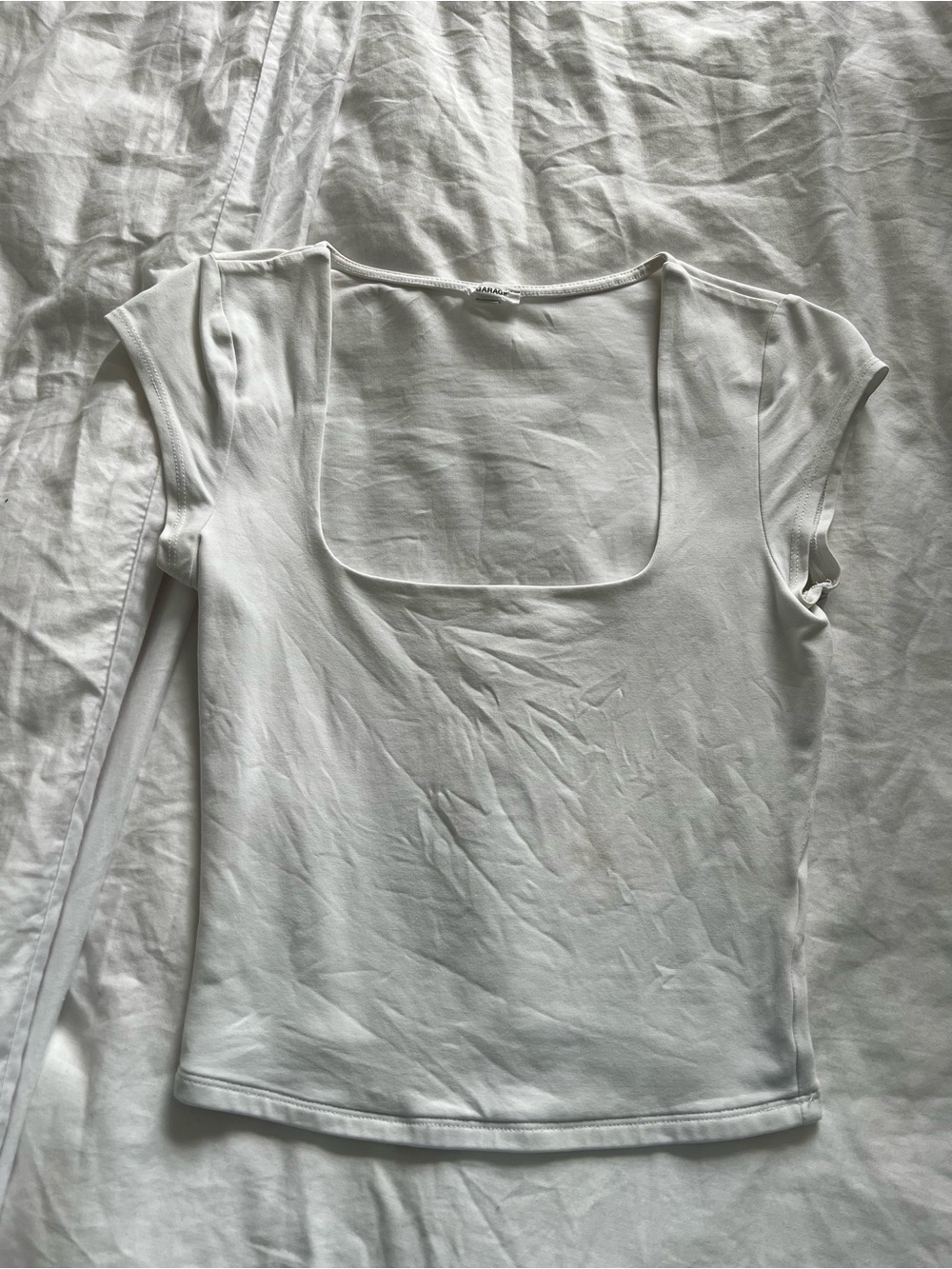 Garage Portia square neckline t shirt in white
